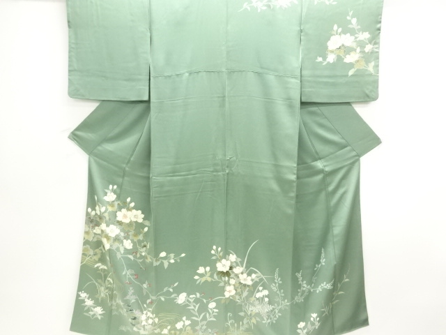 流水に草花模様訪問着